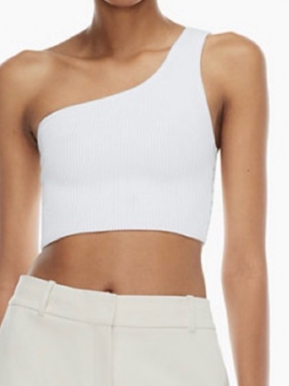 Babaton One-Shoulder Ribbed Crop Top - Peach - M - Picture 7 of 7